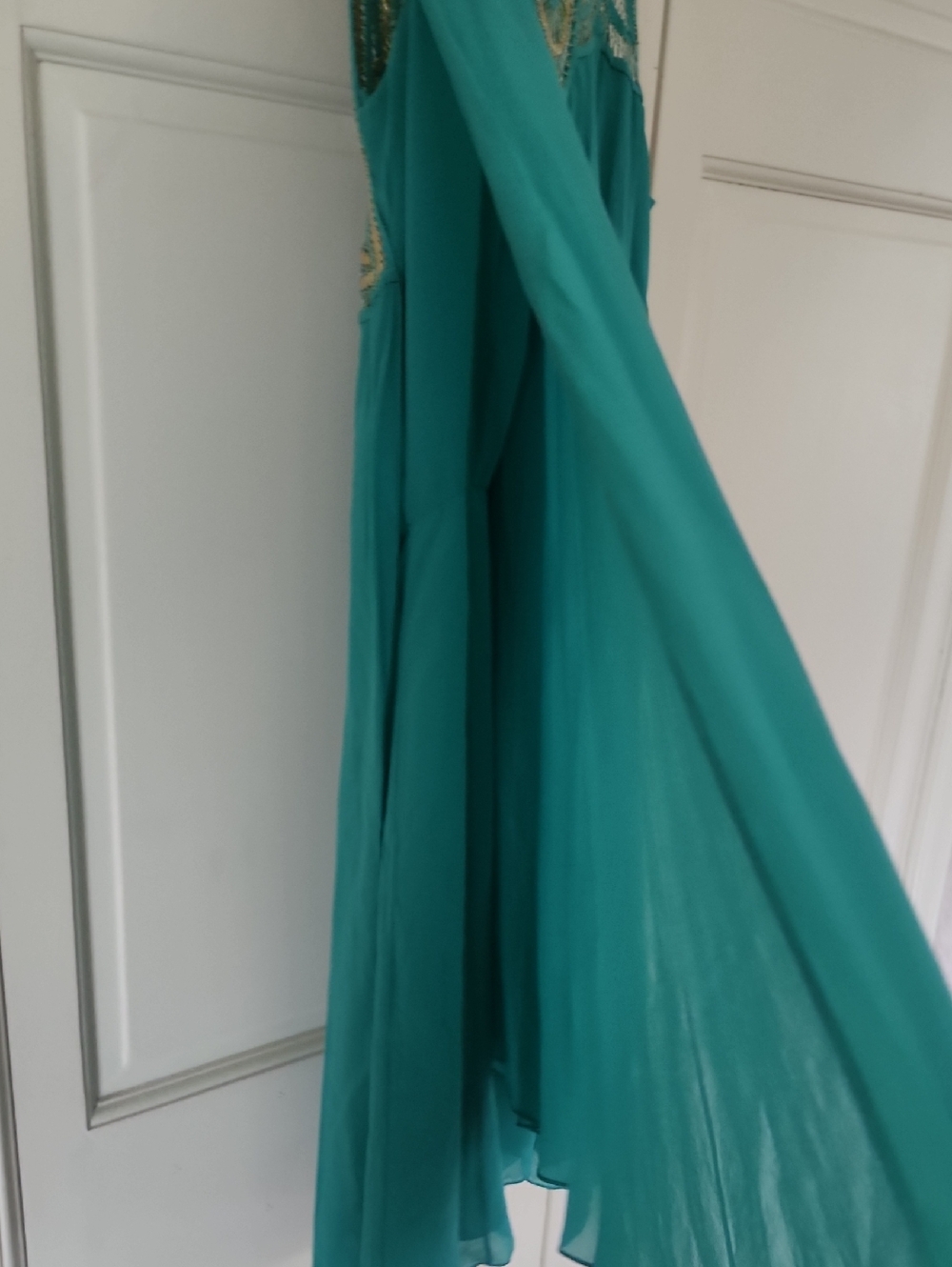 New No Tag.Temperley London Silk Teal Dress with Embellished Trim.pit To Pit 16" - Picture 10 of 11